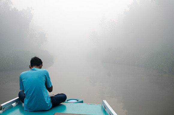 Smoke from Forest Fires Envelops the River -1