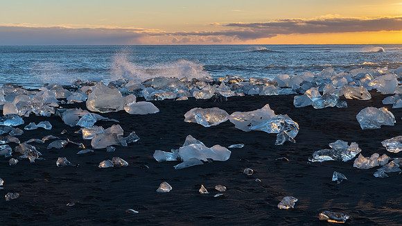 Sunset, Iceberg Beach at Breiðarmerkursandur  -1