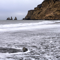 Reynisdrangar from Víkurfjara Beach -1
