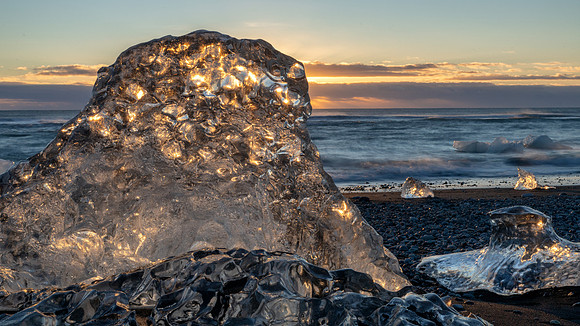 Dawn, Iceberg Beach at Breiðarmerkursandur  -6