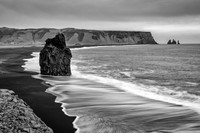 Arnarklettur Rock Stack to Reynisdrangar B&W