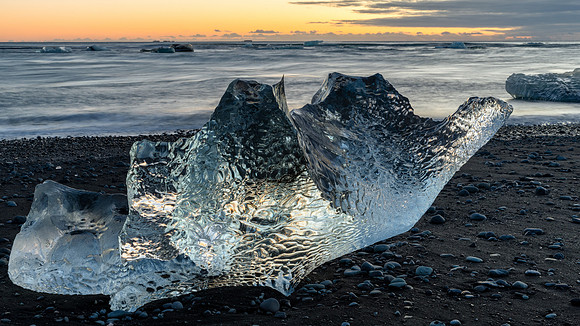 Dawn, Iceberg Beach at Breiðarmerkursandur  -1