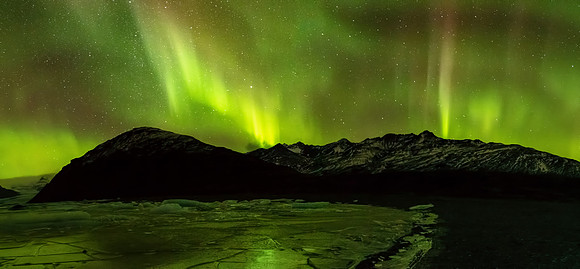 Aurora Borealis from Heinabergslón Glacial Lagoon -8