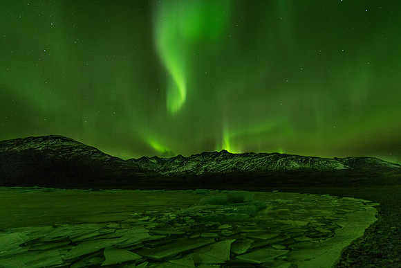 Aurora Borealis from Heinabergslón Glacial Lagoon -4