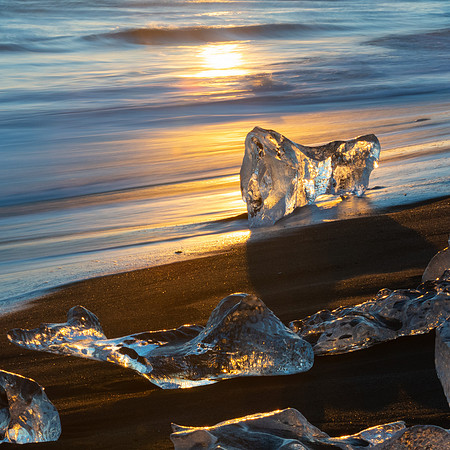 Sunset, Iceberg Beach at Breiðarmerkursandur  -3