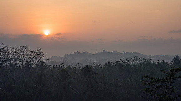 Sunrise and Borobudur