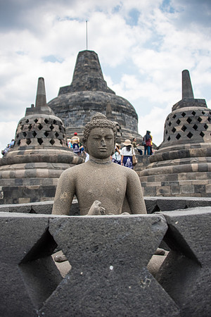 Borobudur Lattice Stupas and Buddha Statue -1