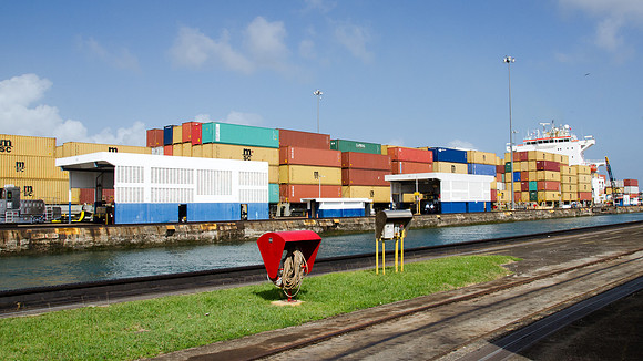 Container Ship in Gatun Lock