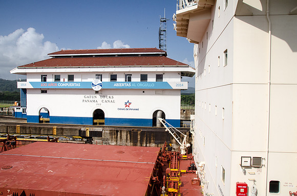 Bulk Carrier 'Panamax' Ship Navigating Gatun Locks -13