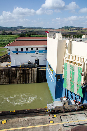 Car Transporter Ship Navigating Miraflores Locks -9