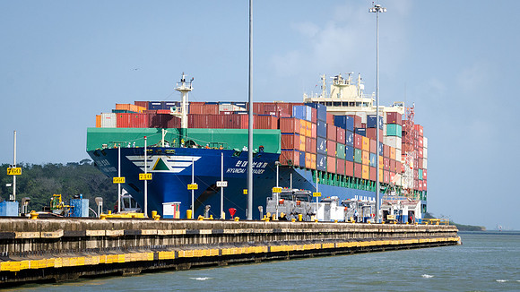 Container Ship Entering Gatun Lock