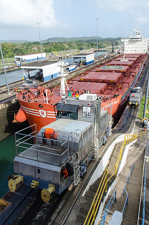Bulk Carrier 'Panamax' Ship Navigating Gatun Locks -6