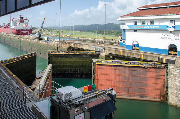 Bulk Carrier 'Panamax' Ship Navigating Gatun Locks -9